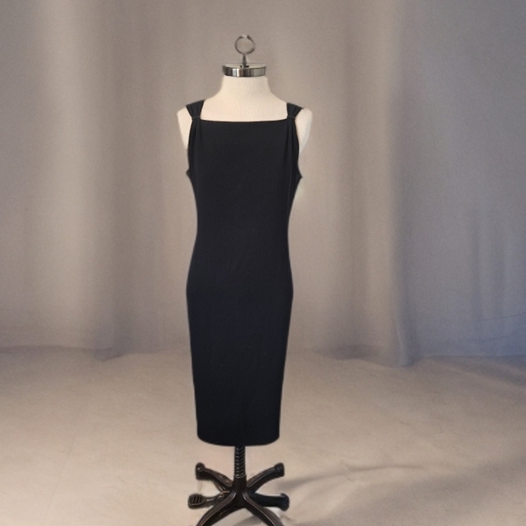 Ralph Lauren Black Square Neck Sheath Midi Dress - Picture 1 of 4